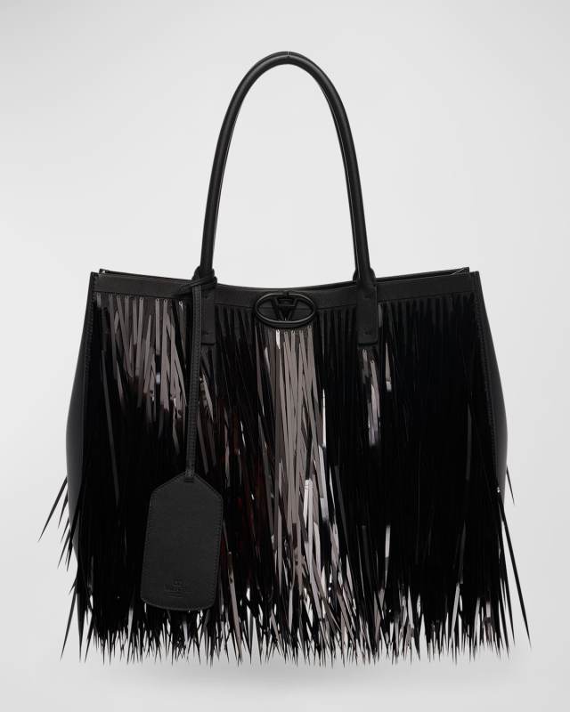 Medium VLOGO Sequined Fringe Tote Bag